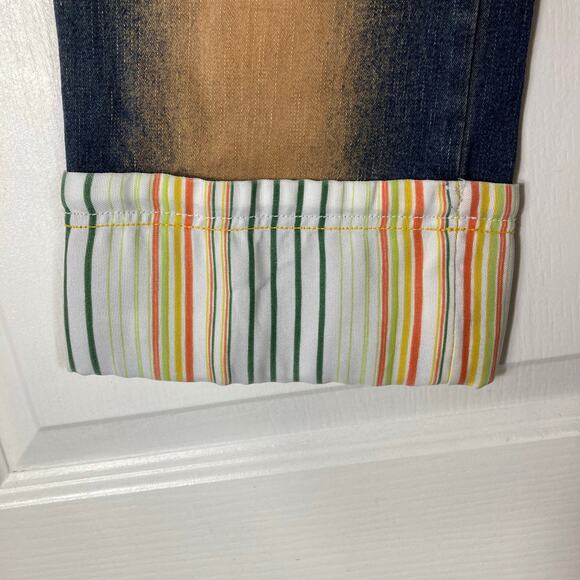 NWOT RAW BLUE LADY Jeans Women 13 Vintage Blue Brown Wash Capri Stripe Cuff - Picture 5 of 12